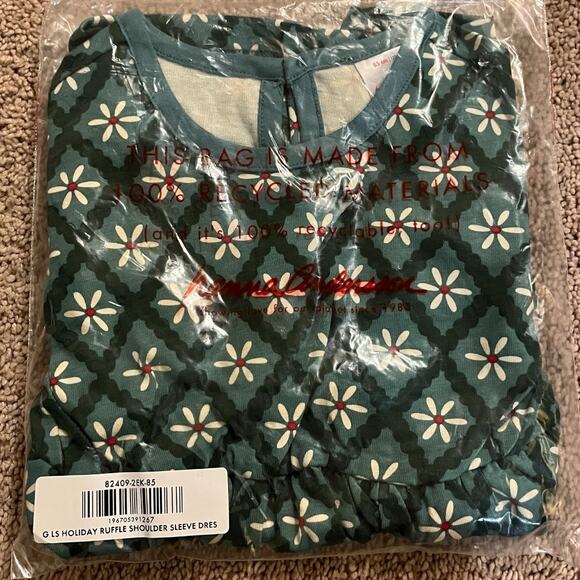 Hanna Andersson Holiday Ruffle Dress w/ Pockets 100% Cotton Green NIB Size 2T - Picture 3 of 3